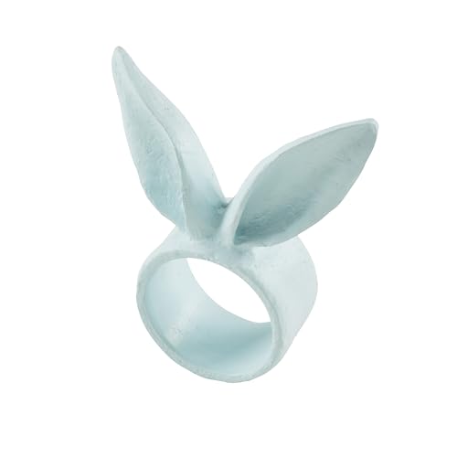 SARO LIFESTYLE Playful Bunny Ears Napkin Ring (Set of 4), 1.5", Blue