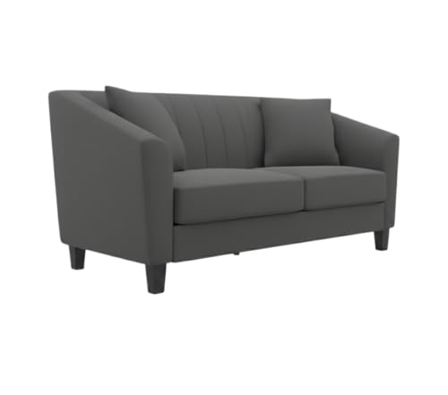 Image of Avion Natalia 2 Seater Sofa Set for Living Room Dark Grey | Modern 2 Person Sofas Furniture | Fabric Sofa Set 2 Seater Couch for Guests Room Festival Gifts