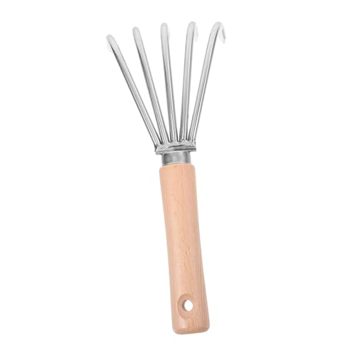 DOITOOL Escarificador De Suelo Pequeño De Acero Inoxidable con Mango De Madera para Desherbar y Aflojar La Tierra Jardinería