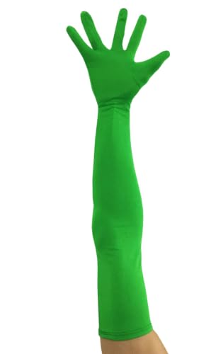 Seeksmile Classic Adult Size 22 Length Spandex Gloves Past Elbow Cosplay Costume Glove (Free Size Green)