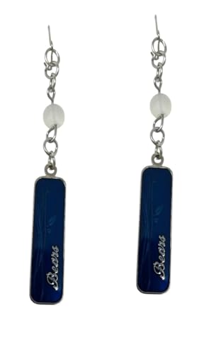 Pro Specialties Group NFL Script Team Name Rectangle Charm Dangle Earrings (Chicago Bears)