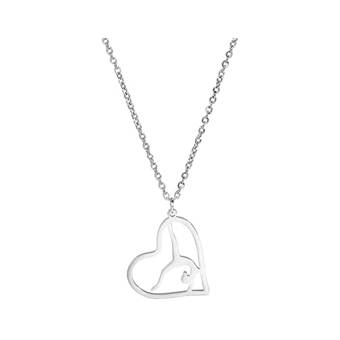 EUEAVAN Girls Gymnastics Pendant Necklace Gymnastics Sport Love Heart Charm Pendant Necklace Cover