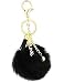 Key Chain Accessories for Women - Black Faux Fur Ball Charm and Artificial Pearl with Key Ring