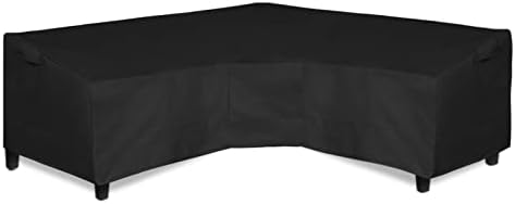 Easy-Going Patio V-Shaped Sectional Sofa Cover, Waterproof Outdoor Sectional Cover,Heavy Duty Garden Furniture Cover with Air Vent 100″ L (on Each Side) x 33.5″ D x 31″ H, Black