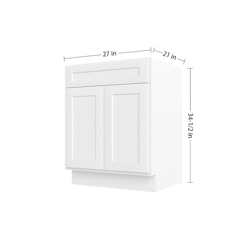 Image of Furinno Shaker Bath Vanity Cabinet Without Top, Ready to Assemble, 21 D x 27 W x 34.5 H, White
