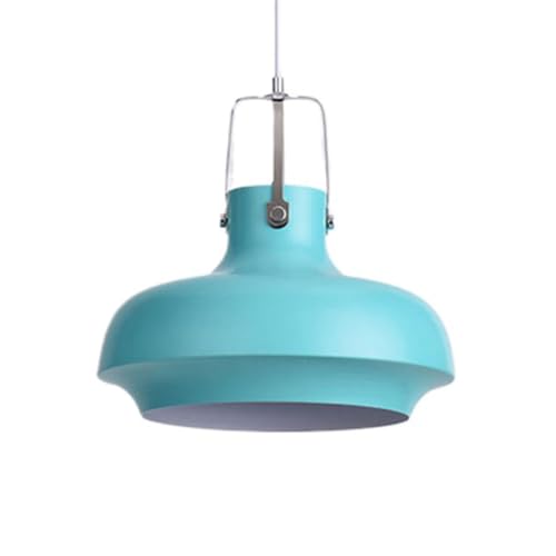 Luces colgantes sobre fregadero y comedor estilo nórdico azul mate
