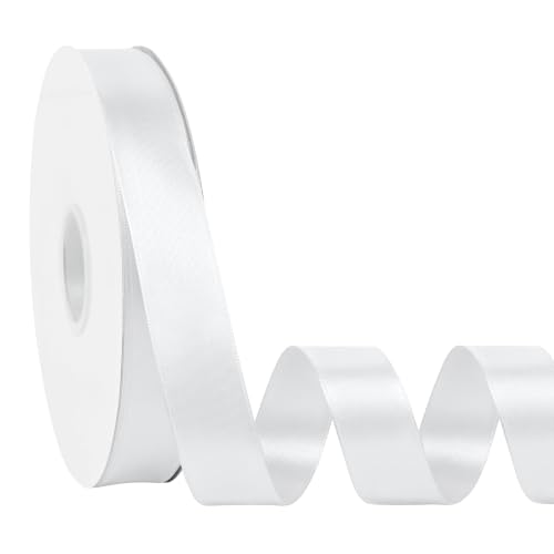 Simplegoal Double Face White Satin Ribbon 1 Inch X 100 Yards Polyester White Ribbons for Gift Wrapping Crafts Flower Bouquet Sewing Arts Wedding Party Decoration