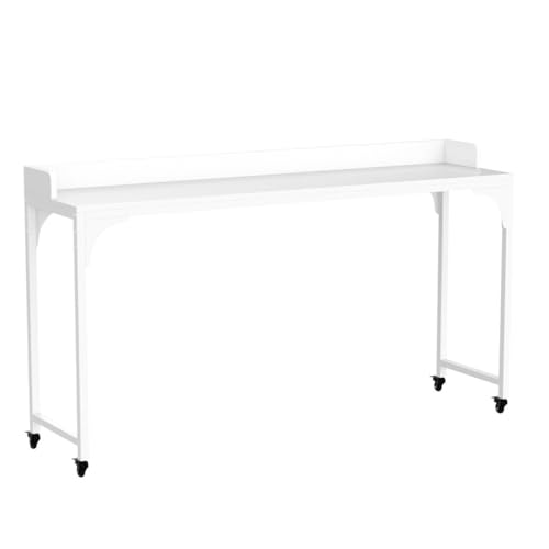 Tribesigns Overbed Table with Wheels, Queen Size Mobile Computer Desk Standing Workstation Laptop Cart, Over Bed Table with Heavy Duty Metal Leg