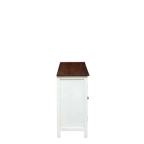 Image of Solid Wood Madrid 4-Door Glass Sideboard Cabinet | Crockery | Kitchen Cabinet | Finish - Premium White
