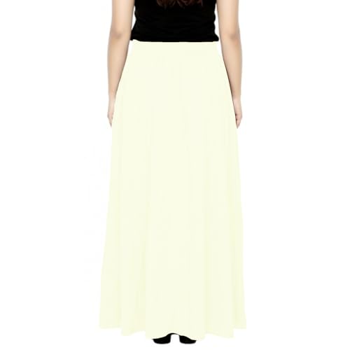Image of Sttoffa Women Solid Color Maxi Plain Cotton Full Length White Skirt 40 inch Long Cotton Long Skirt