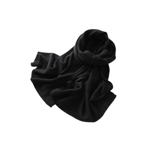 レディース&メンズ用スカーフ 無地 冬用 暖かい ニット ラップ 軽量 ネックウォーマー(Black)
