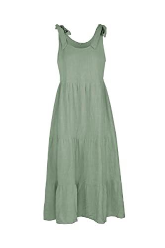 Image of chouyatou Women's Summer Adjustable Spaghetti Strap Solid Ruffle Swing Midi Dress