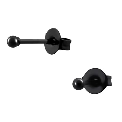 Inoki - Clous d'oreille acier noir boule 2mm