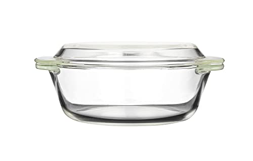 Image of Femora Borosilicate Glass Casserole Deep Round Oven and Microwave Safe Serving Bowl with Glass Lid, 700 ml