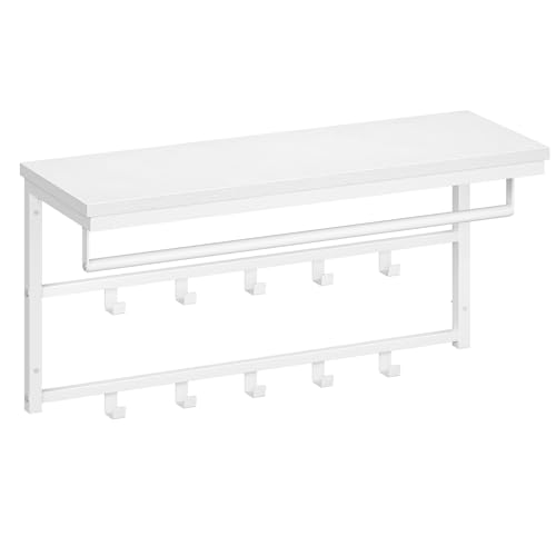 HOOBRO Wandgarderobe mit Ablage, Wandregal mit 10 Haken und Stangen,...