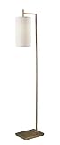 Adesso Floor Lamp with Antique Brass Finish and White Fabric Drum Shade – Mid-Century Lighting for Bedroom, Living Room or Home Office, 65” Tall