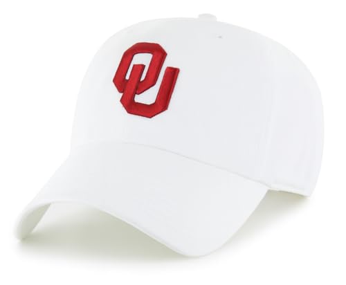 Officially Licensed Oklahoma University White/Crimson Clean Up Hat Classic Relaxed Fit Adjustable Embroidered Team Logo Sports Cap