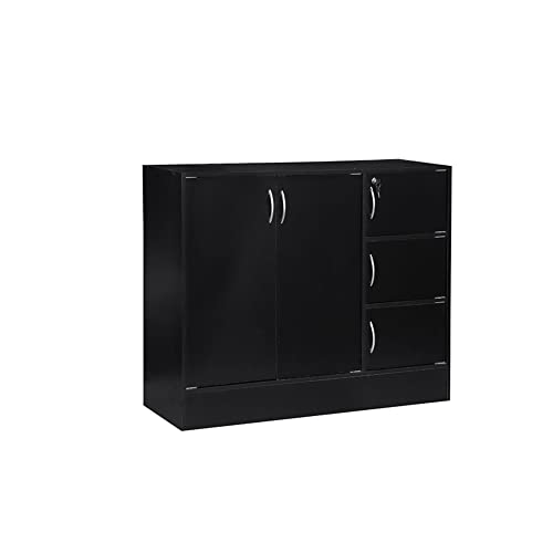 Contemporary Home Living 46.5" Black Multipurpose Bookcase With Doors #TOP8