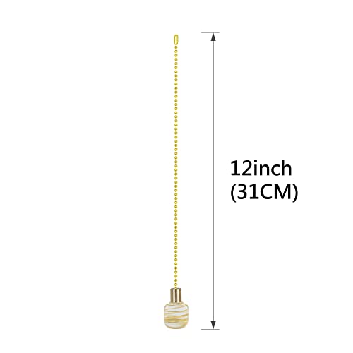 Image of Aspen Creative 20507-22, 12 inch Clear with Yellow Line Glass Knob with Pull Chain in Copper (2 Pack)