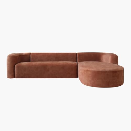 Image of Modern Classic L Shape Sectional Sofa Set, Chesterfield Style 4 Seater Sofa Set with Pillows for Living Room, Bedroom and Office, Office, and Hallway Colour (L Shape, Brown)