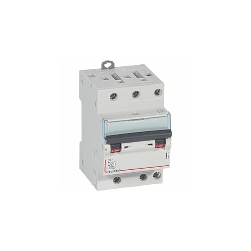 Legrand 408070 Disjoncteur DX³6000 10kA arrivée haute et départ bas à vis, 3P, 400~, 25A, courbe D, pour peigne HX³ optimisé