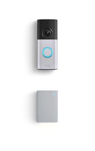 Image of Ring Wired Doorbell Plus (newest model), Nickel Silver with Chime Plus (newest model), White