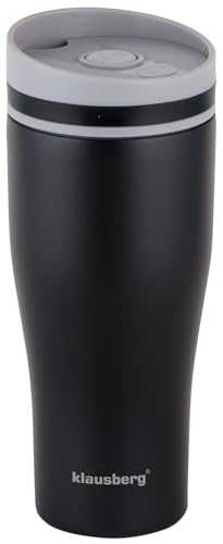 Klausberg KB-7617 Gobelet isotherme de voyage en acier inoxydable 18/8 Noir 380 ml