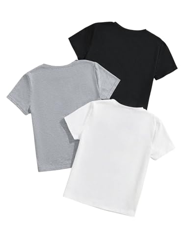 Milumia Girl's 3 Pack Solid Short Sleeve T-Shirts Round Neck Casual Basic Tee Shirts2