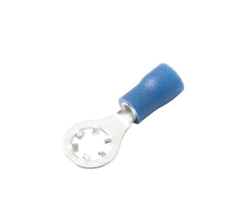 (25 Pack) Blue Vinyl Insulated Star Ring Terminal 16-14 Gauge #10 - Made in USA - Serrated Edges Pierce Through Coated or Painted Used for grounding Applications.