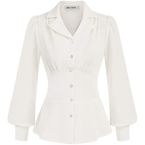 Blusa Elegante Mujer Manga Larga Blanca Cover