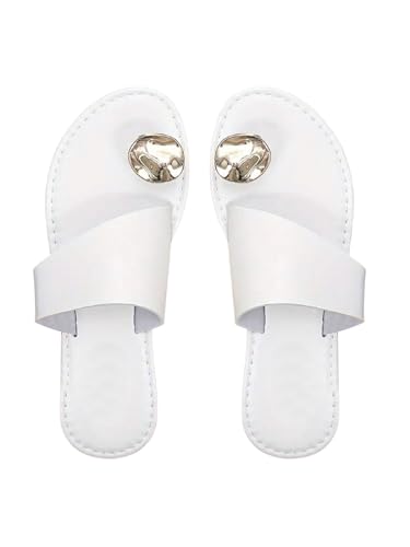 GORGLITTER Women's Dressy Flip Flops Toe Ring Sandals Strappy Slip On Thong Slide Sandals Vacation Wedding Sandals