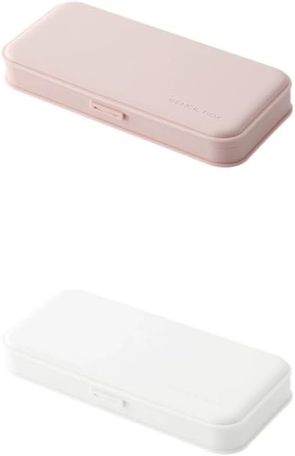 Estuche de plástico para lápices, caja de almacenamiento grande con tapa hermética, paquete de 2, organizador multifuncional para maquillaje escolar y oficina, Blanco, rosa, moderno