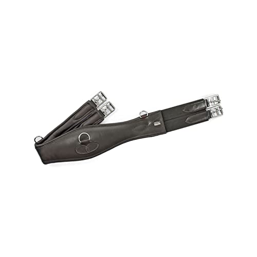 Sottopancia inglese in cuoio sagomato con terminali elastici e fibbie inox 130 cm