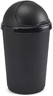 Plastic Bullet Bins 30L, 50L Waste Paper Recycle Dustbin Flap Lid Kitchen, Home,Office Rubbish Trash Baskets (Black, 50L)