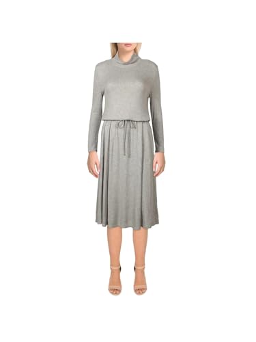 Calvin Klein Womens Knit Long Sleeves Midi Dress Gray 4