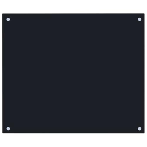 vidaXL Dosseret de Cuisine Carrelage Mural Décoration Protection Anti-éclaboussures Résistant aux Rayures Noir 70x60 cm Verre Trempé