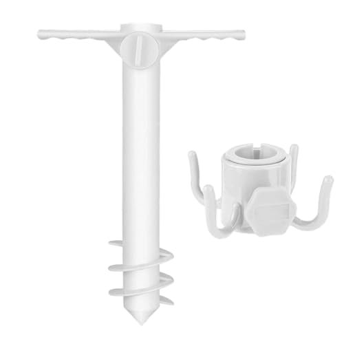Generico Ancora - Sombrilla de playa – 38 cm | Estaca de ABS – Base antiviento antioxidante con gancho para toalla apta para barras de 19 – 38 mm para playa, camping, jardín