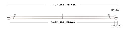 Image of AmazonBasics 1 inchW Double Extendable TensionCurtain Rods with Cap Finials Set, 36 inch to 72 inch, Nickel