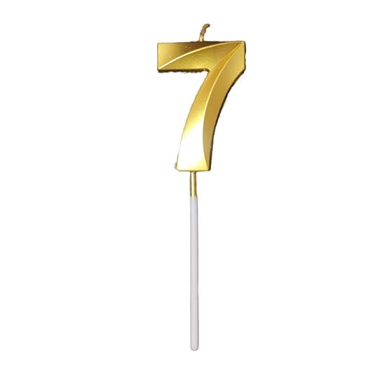 Image of ToyUniverse Number 7 Gold Candle | Seven Number Candle for Birthday, Anniversary, Surprise Party Cake Decoration