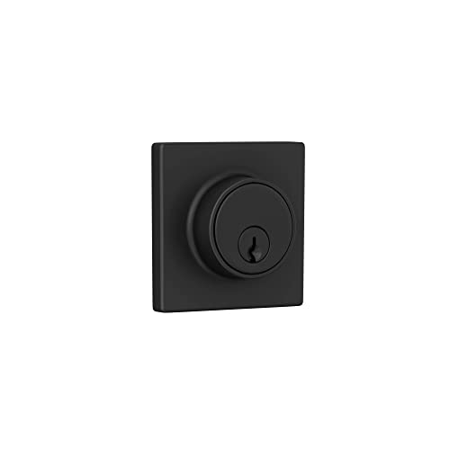Image of Deadbolt with Square Trim, Keyed 1 Side, Matte Black Finish