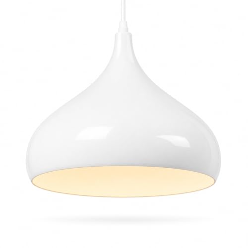 Suspension moderne en métal blanc abat-jour de plafond E27 luminaire cuisine salon