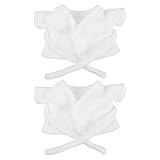 Mikinona 2-teiliges Mini-puppenkleidungsstück: Weißer Plüschpuppenbademantel – Schlafanzug für Stofftiere – Bärenoutfit-Accessoires für Puppenhaus-garderoben-Basics zum Rollenspiel