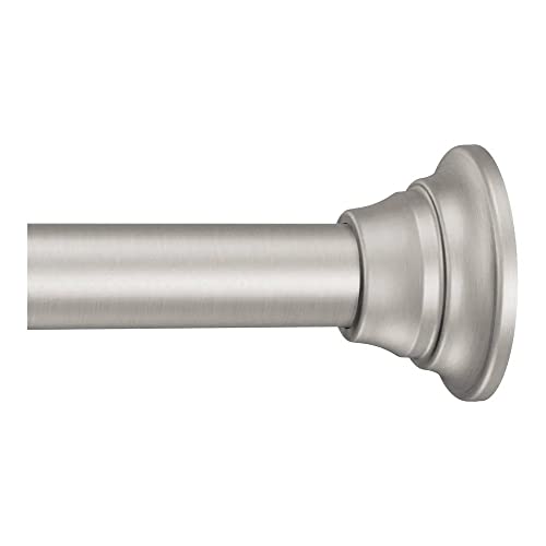 Image of Moen Straight Adjustable Mounted Shower Curtain Rod for Bathroom, Brushed Nickel Finish, TR1000BN
