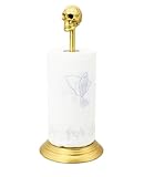 Owlgift Vintage Gold Skull Paper Towel Holder β Gothic Cast Iron Top, Rustic Iron Base, Halloween & Kitchen Decor, 14.6β Tall
