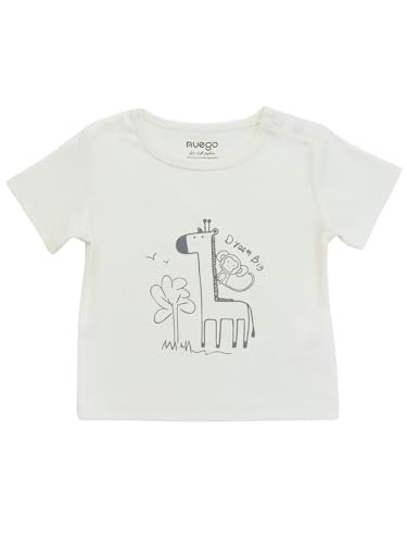 Nuego Multipack Baby Boys Cotton T-Shirt Set, Half Sleeves, Round Neck Tees for Newborn Baby Casual All Over Animal Printed Tshirt for Infant Boy 0-24 Months (Grey, Pink, White) - Set of 3