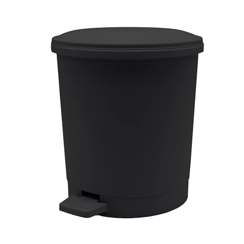 Caneca de basura negra con pedal y tapa, 5 galones