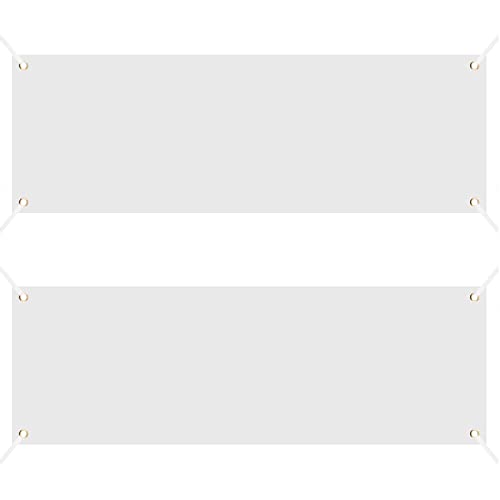 LUTER 2pcs 180x60cm Bannière Vierge à Peindre, Drapeau Blanc à Personnaliser en Polyester Bannières Blanche avec 2pcs 6m Corde à Suspendre pour DIY Mur...