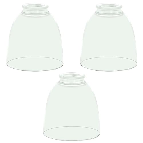 Image of 3-Pack Clear Glass Shades, Bell Shaped Glass Shade Covers Ceiling Fan Lamp Replacements, Light Fixtures Lampshade for Chandelier Wall Sconces, 1.61 inch Fitter Size, 5 inch High x 4.7 inch Diameter