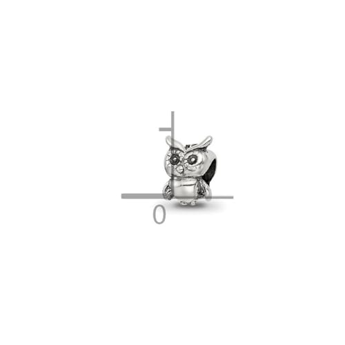 925 Sterling Silver Oxidized Teen Owl Bead Charm Pendant Necklace