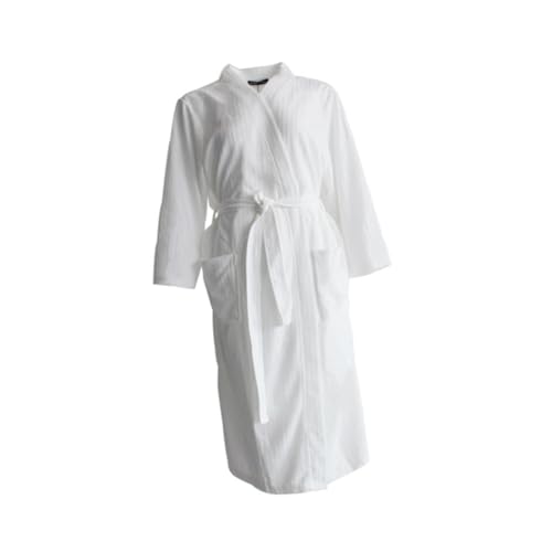 Robe de chambre avec ceinture en tissu blanc soyeux et léger